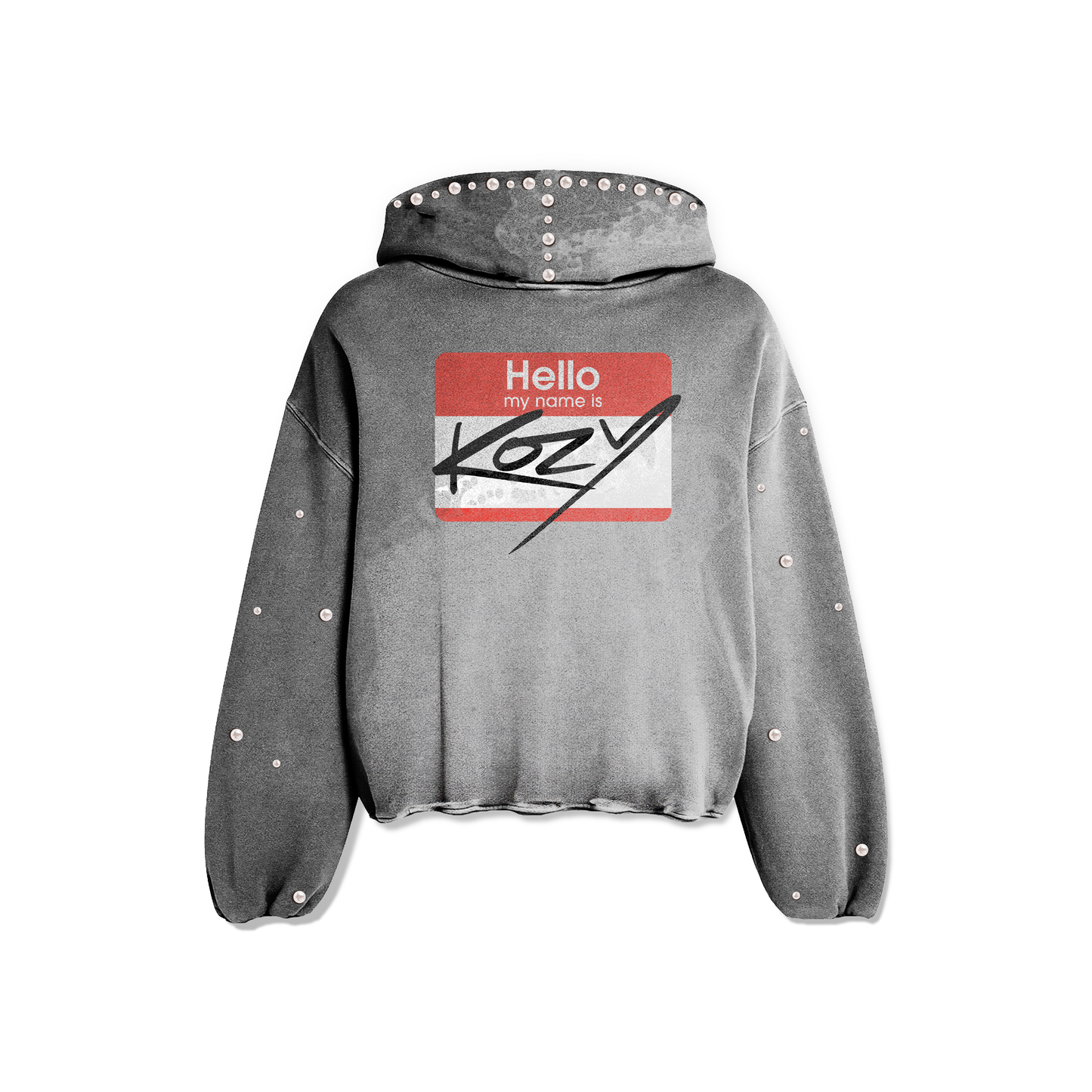 Grey Hello My Name Is Kozy Hoodie