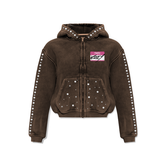 Brown Hello My Name Is Kozy Zip-Up