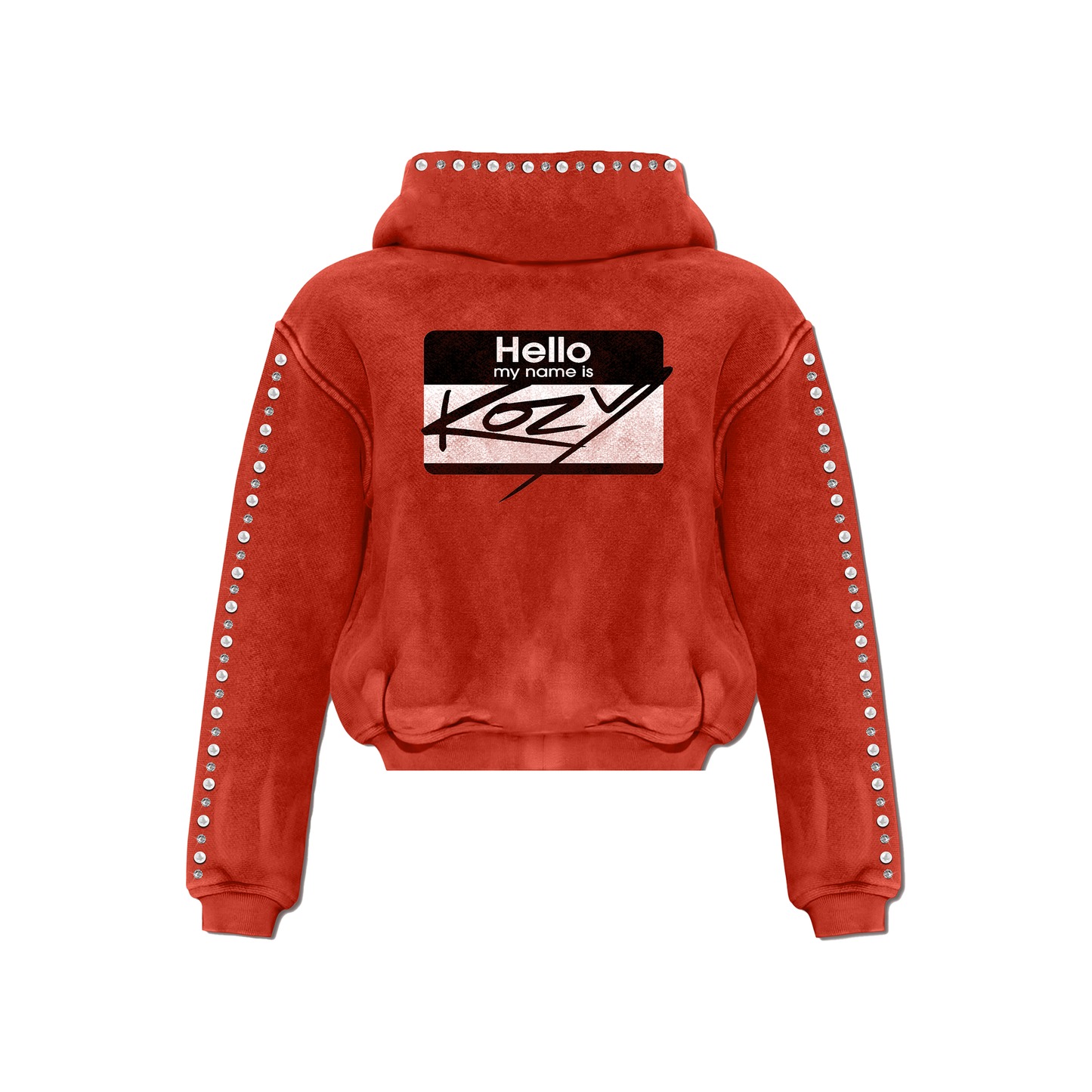 Red Hello My Name Is Kozy Zip-Up