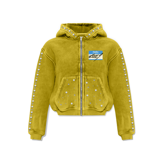 Yellow Hello My Name Is Kozy Zip-Up