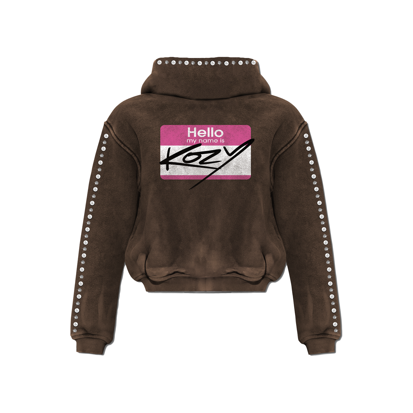 Brown Hello My Name Is Kozy Zip-Up