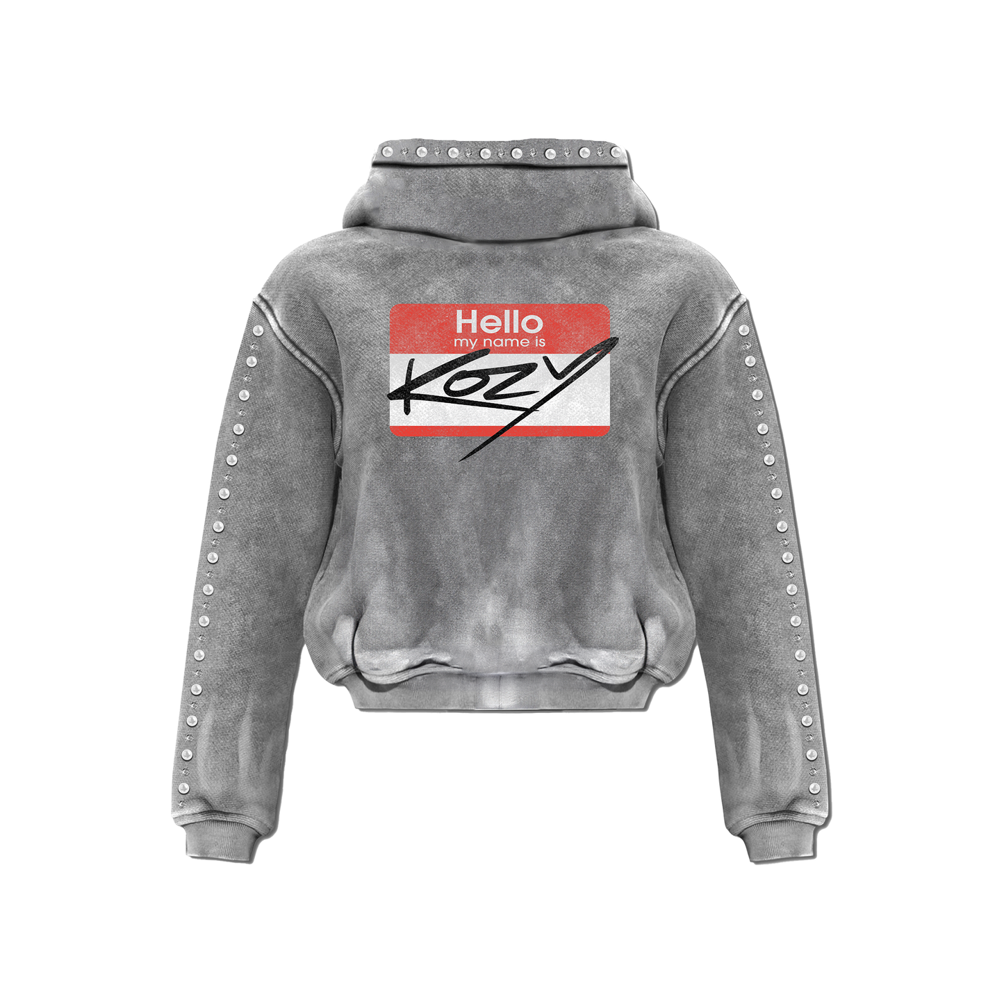 Grey Hello My Name Is Kozy Zip-Up